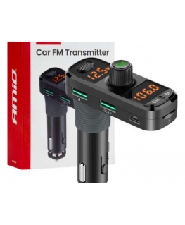 Car FM transmitter 2×USB-A 1×USB-C microSD 12V 24V amio-04652