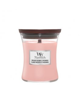 WoodWick Pressed Blooms & Patchouli Medium Jar vaska svece Apaļš Rozā 1 pcs
