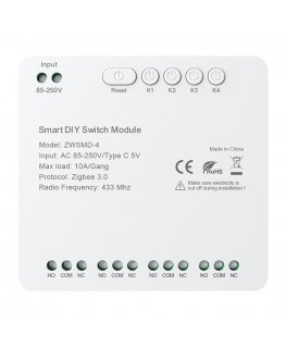 ZigBee 4-channel switch module with voltage-free DC 32V contact Avatto ZWSMMD-4-250V