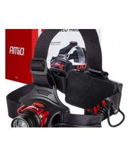 Headlamp rechargeable t6 3600mah (batt) amio-04665