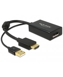 DeLOCK 0.245m HDMI+USB2.0-A/DisplayPort 0,254 m HDMI + USB Juoda