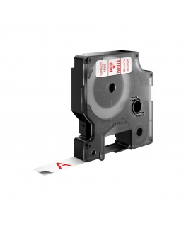 DYMO D1 -Standard Labels - Red on White - 12mm x 7m