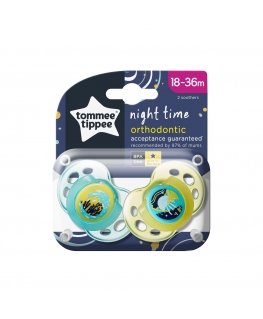 Tommee Tippee Силиконовые соски Night Time 18-36 м 2 шт. (43340094)