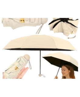 Lean Kokoontaitettava sateenvarjo UV-suojalla UPF 50+, 90 cm, beigenä