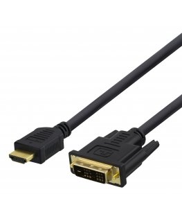 Deltaco 100021 HDMI-kaabel 1 m HDMI tüüp A (Standard) DVI-D Must