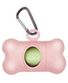 Мешки для собачьих фекалий (15 шт.) с розовым чехлом