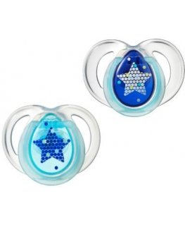 TOMMEE TIPPEE silikoniniai čiulptukai NIGHT STYLE, 6-18 mėn., 2 vnt., 433661
