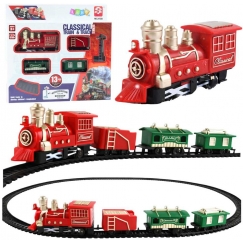 Lean Toys Klasikinis traukinio žaislas su bėgiais, 13 dalių