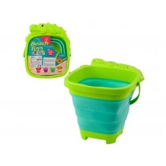 Lean Toys Folding Bucket for Kids, Crocodile Shape, Green