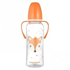 CANPOL 11/845 Standardipullo kahvoilla 250ml CUTE ANIMALS oranssi