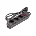 EXD Power Strip UPS 1m, 3 Outlets, with Switch, Black