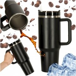 RoGer Термокружка с Ручкой и Трубочкой 1.2L Черная