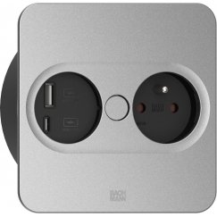 Bachmann 946.015 šakutės lizdas Type E + USB A + USB C Nerūdijančiojo plieno