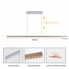 Immax NEO-MADEIRA linear ash wood 157 cm, 37 W, 3000 K, on a cable, dimmable with sensor