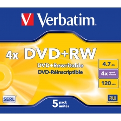 Verbatim DVD+RW Matt Silver 4,7 GB 5 tk
