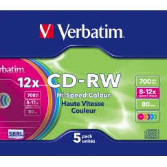 Verbatim CD-RW Colour 12x 700 MB 5 kpl