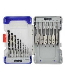 Drill set for wood Tivoly 15 pcs - 6 flat + 9 spiral with centering point