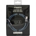 Mob. telephone cable STREETZ USB-microUSB + Lightning, 1.0m, blue / IPLH-242 Mob. telephone cable STREETZ USB-microUSB + Lightning, 1.0m, blue / IPLH-242