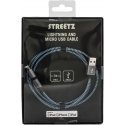 Mob. telephone cable STREETZ USB-microUSB + Lightning, 1.0m, blue / IPLH-242 Mob. telephone cable STREETZ USB-microUSB + Lightning, 1.0m, blue / IPLH-242