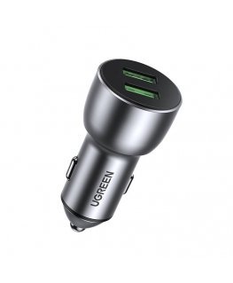 UGREEN QC 3.0 car charger, 2xUSB, 36W (gray)