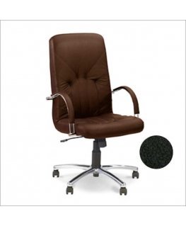 Executive chair NOWY STYL MANAGER STEEL Chrome, leather, SP-A, black