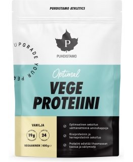 Puhdistamo Athletics Optimal VEGE Vanilja -proteiinijauhe, 600 g
