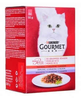 GOURMET Mon Petit Meat Mix - mitrā kaķu barība - 6 x 50 g