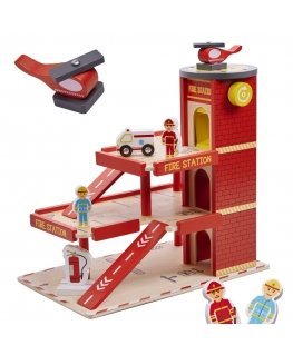 Lulilo Children's Wooden Parking Fire Station