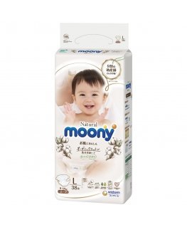 Sauskelnės MOONY Natural L 9-14 kg 38 vnt.
