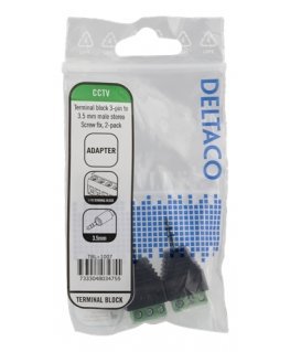 Deltaco TBL-1007 cable gender changer 3.5mm 2-pin Terminal Black