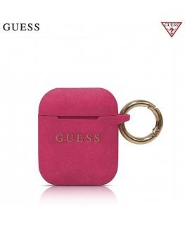 Guess Case ochronne GUACCSILGLBK silicone Glitter do AirPods 1/2 burgundy