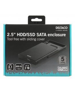Deltaco MAP-K2568 saugojimo diskų korpusas HDD / SSD aptvaras Juoda 2.5"