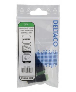 Deltaco TBL-1008 cable gender changer 3.5mm 3-pin Terminal Black