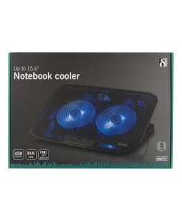 Deltaco LTC-100 notebook cooling pad 39.6 cm (15.6") 1400 RPM Black