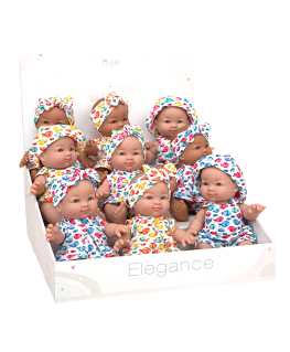 Munecas Arias Arias lėlytės su rūbeliais žuvyčių raštais, 24 cm