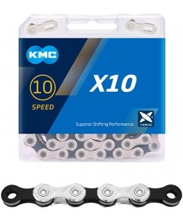 KMC X10 -ketju, 10-v, 114L, hopea/musta