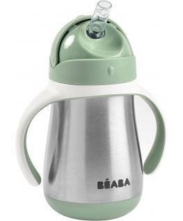 BEABA METALINĖ GERTUVĖ SU ŠIAUDELIU, 250 ML, SAGE Žalias