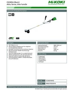 Cordless lawnmower HiKOKI CG36DA Multi Volt