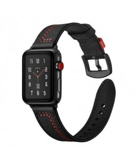 Išmaniojo laikrodžio odinis dirželis, Juodos spalvos, 22mm