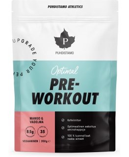 Puhdistamo Athletics Optimal Pre-Workout Mango & Vadelma -treenilaturi, 350 g