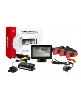 Amio Parking sensor kit tft01 4.3" with hd-305 LED camera 4 sensors, black, inside
