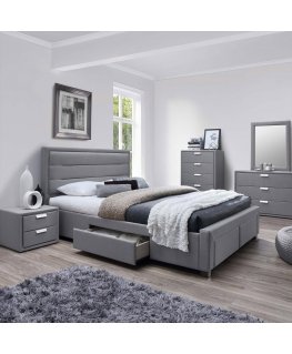 Bed CAREN 160x200cm, with mattress HARMONY DUO, grey