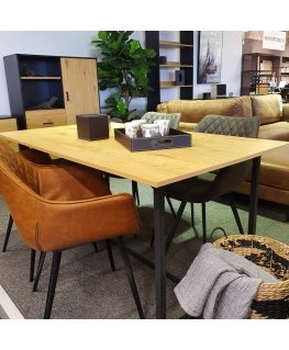 Dining table AMSTERDAM 160x90xH75cm, oak/black