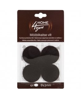 Mēbeļu aizsardzība filcs D43mm x 4gab, melns