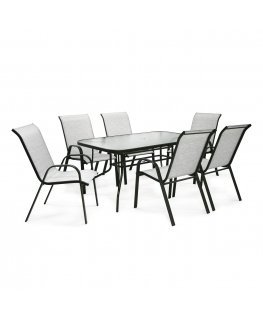 Garden furniture set DUBLIN table, 6 chairs, silver grey
