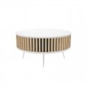 Table RONDA 90 white, slatted oak