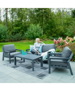 Garden furniture set TOMSON table, sofa and 2 chairs, grey
