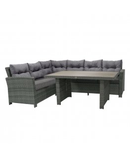 Garden furniture set PAVIA table, corner sofa, dark grey