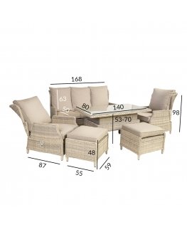 Aiamööblikomplekt BASEL laud, diivan, 2