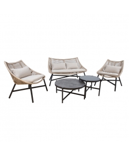 Dârza mçbeïu komplekts HELSINKI dîvâns, 2 krçsli un 2 galdi, bçða